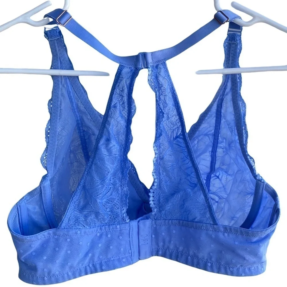 INC International Concepts Blue Lace Bralette Size XL Swiss Dot Bones